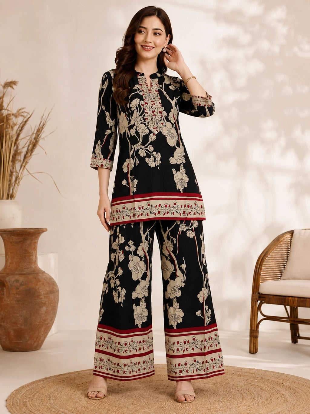 Floral Printed Rayon Short Co-ord Set