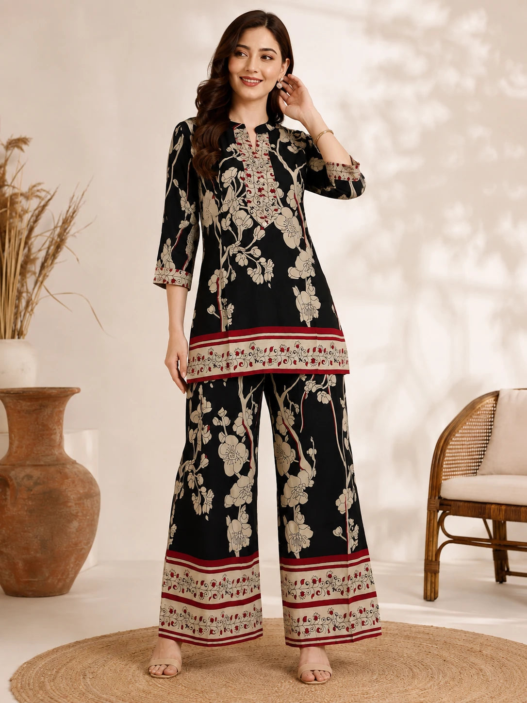 Floral Printed Rayon Short Co-ord Set