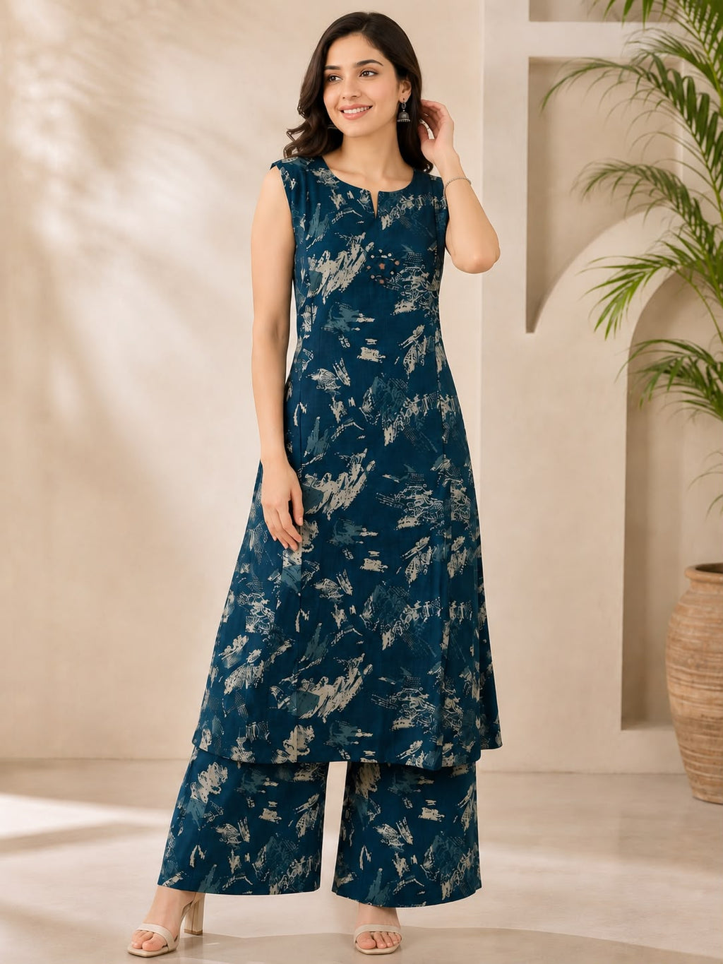 Premium Blue Printed Vatican Co-ord Set