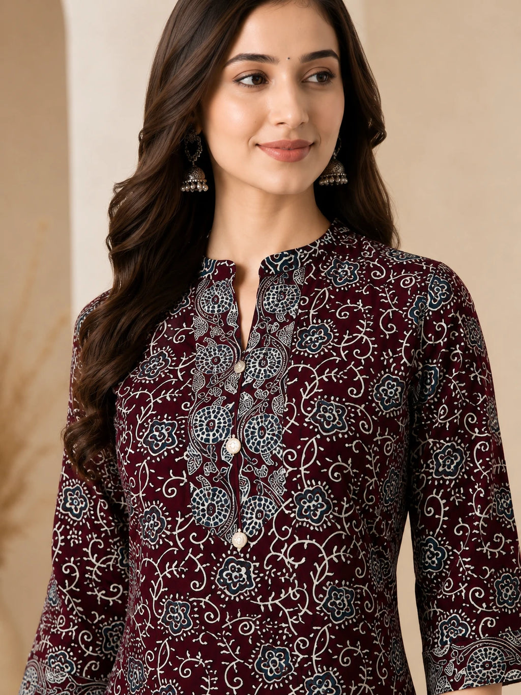 Brown &amp; Blue Floral Printed Rayon Short Co-ord Set