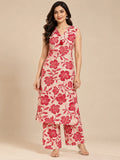 Baby Pink Floral Kurta Palazzo Set