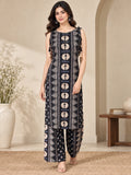 Black & Grey Boat Neck Kurta & Palazzo Set