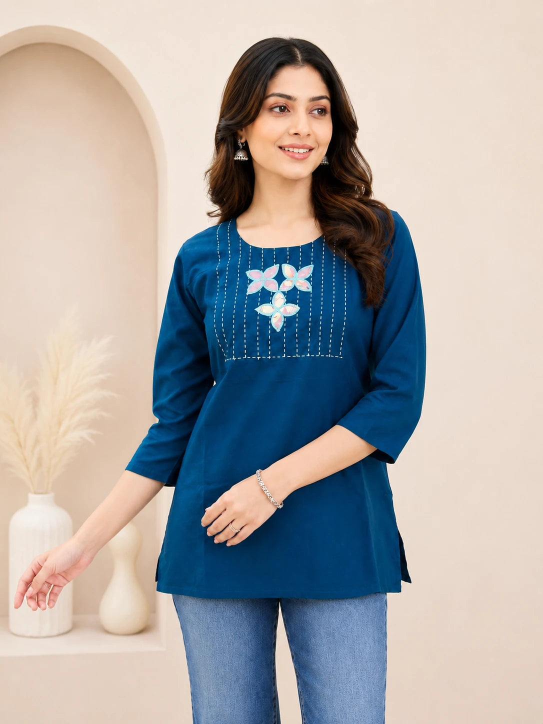 Blue Cotton Tunic Top