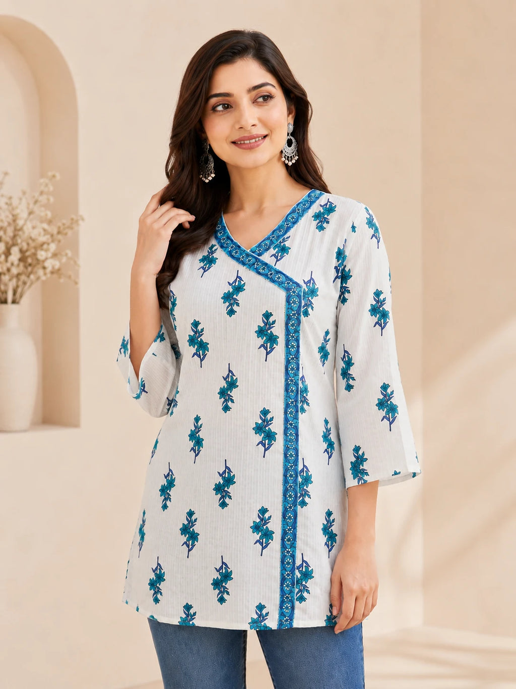 Blue Anghrakha Cotton Tunic