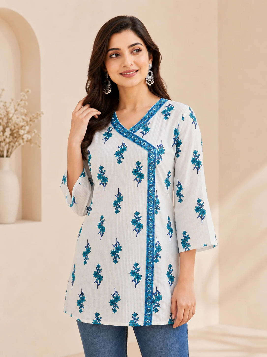 Blue Anghrakha Cotton Tunic
