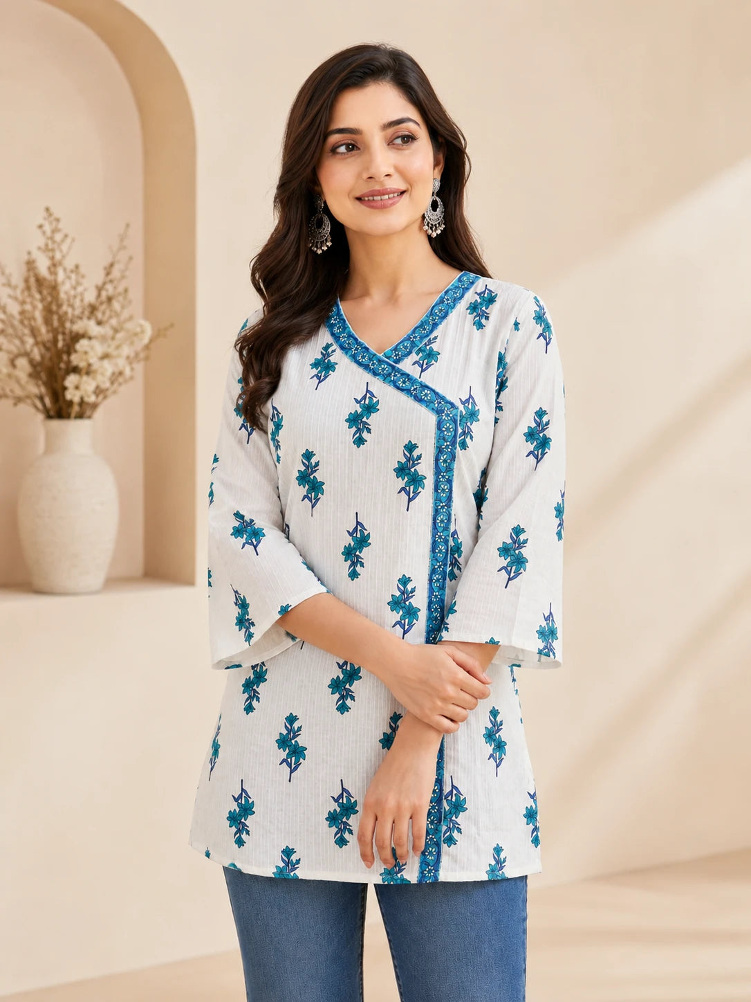 Blue Anghrakha Cotton Tunic