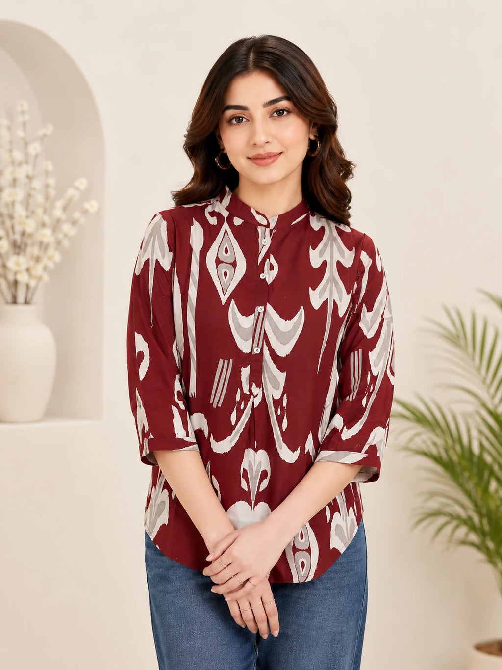 Rust Brown Rayon Tunic Top