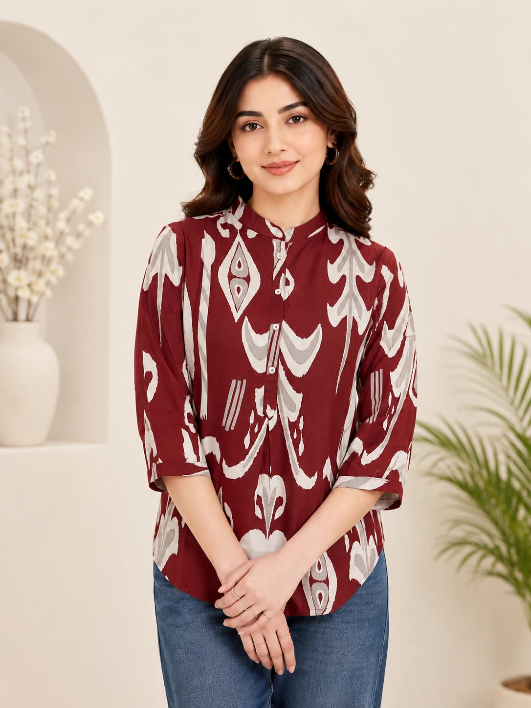 Rust Brown Rayon Tunic Top