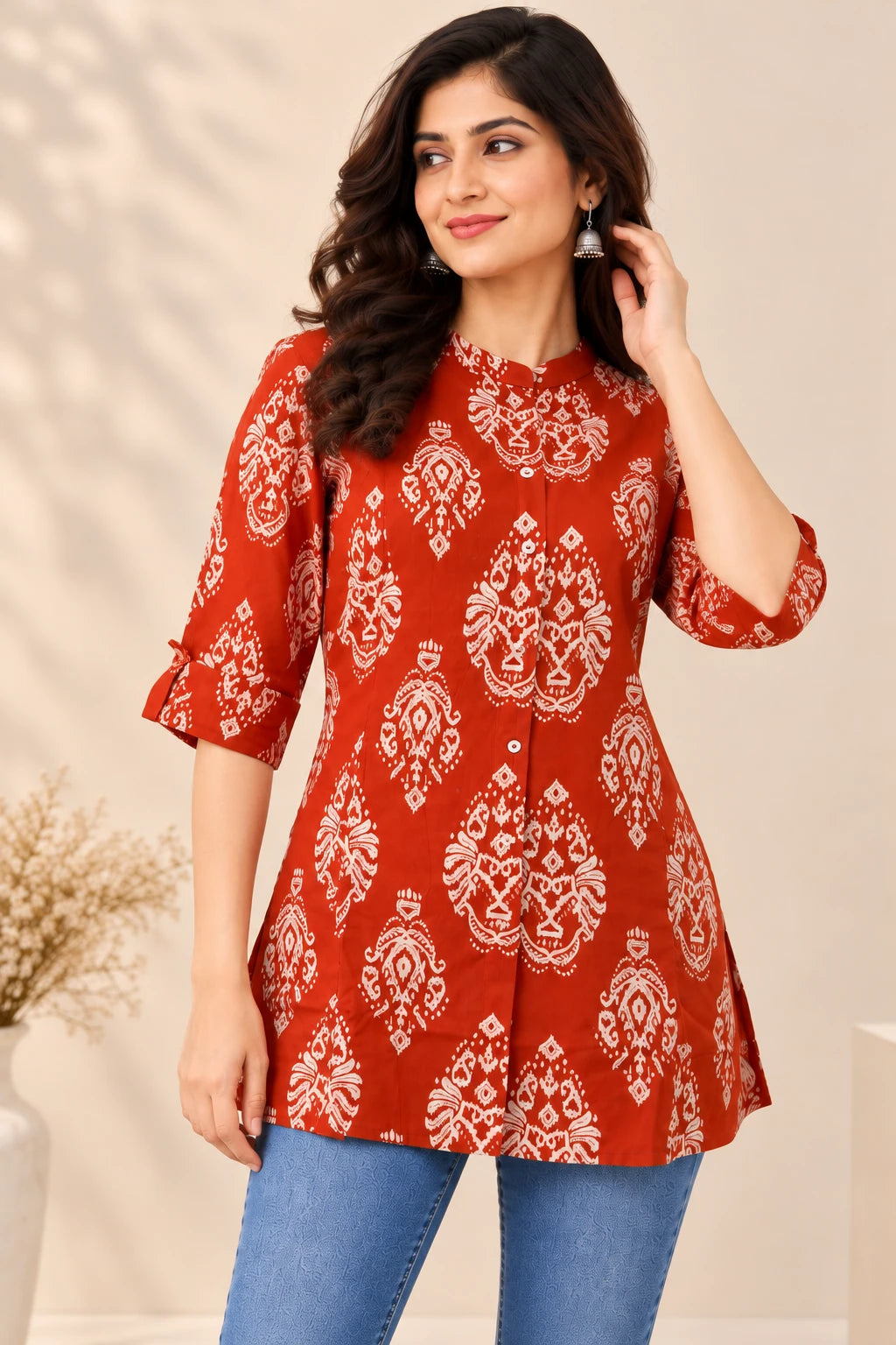 Orange Print Tunic