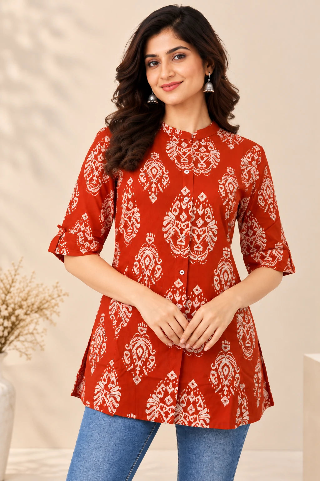 Orange Print Tunic