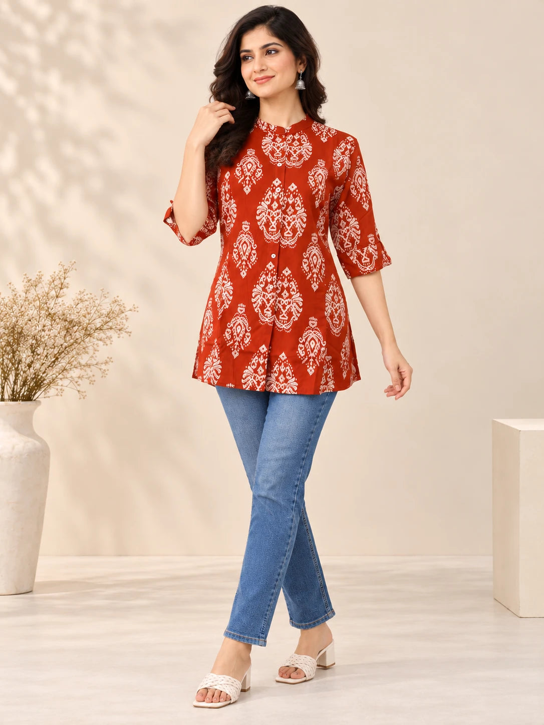 Orange Print Tunic