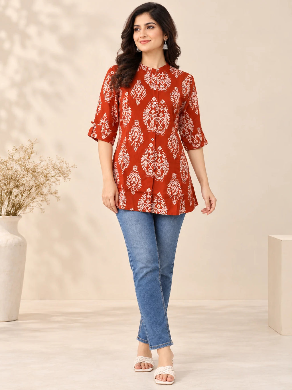 Orange Print Tunic