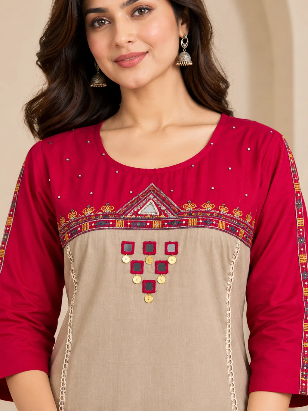 Pink Sui Slub Embroidered Kurta Palazzo Set
