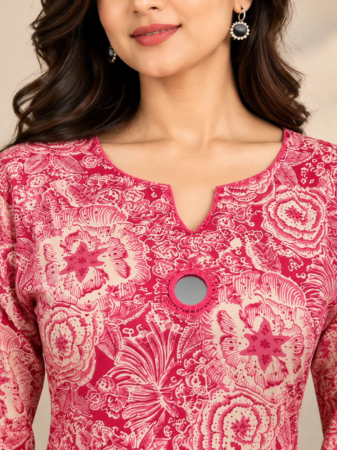 Rayon Pink Floral print Tunic