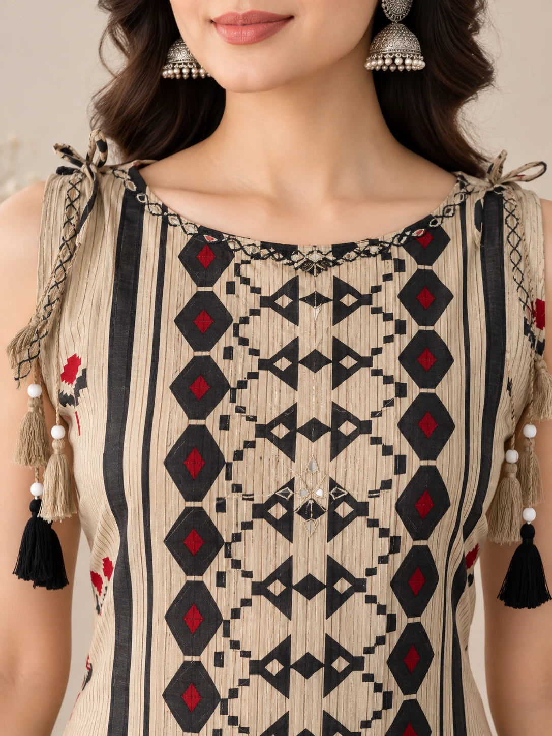 Printed Boat Neck Long Co-ord Set with Palazzo