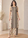 Printed Boat Neck Long Co-ord Set with Palazzo