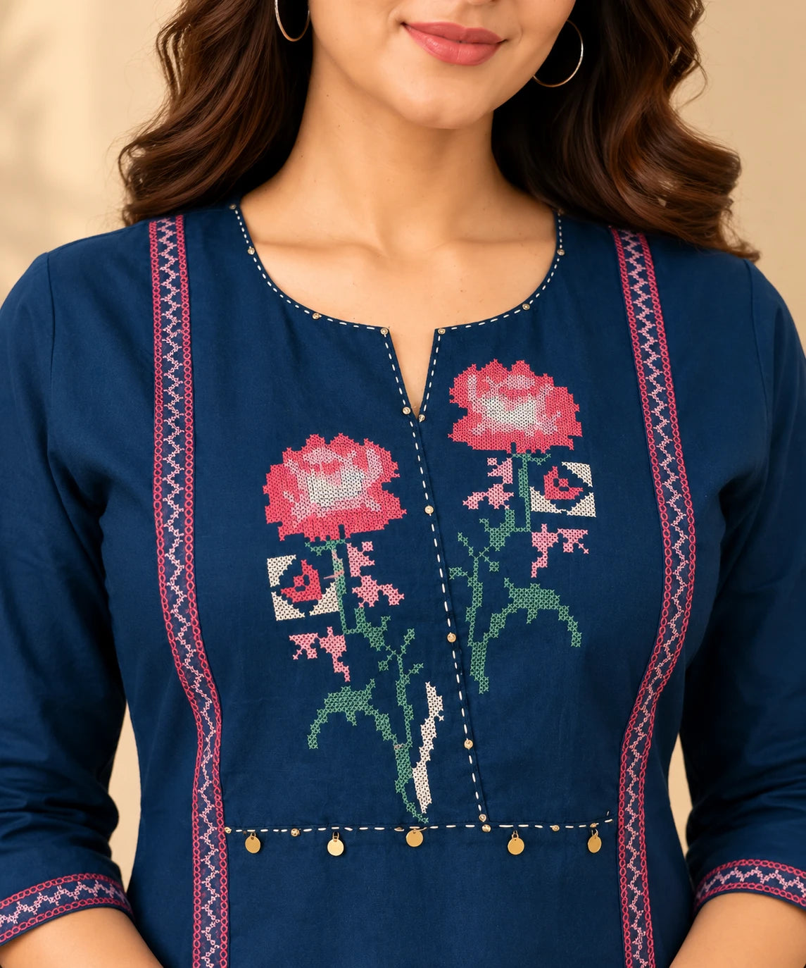 Blue Cotton Short Tunic Top