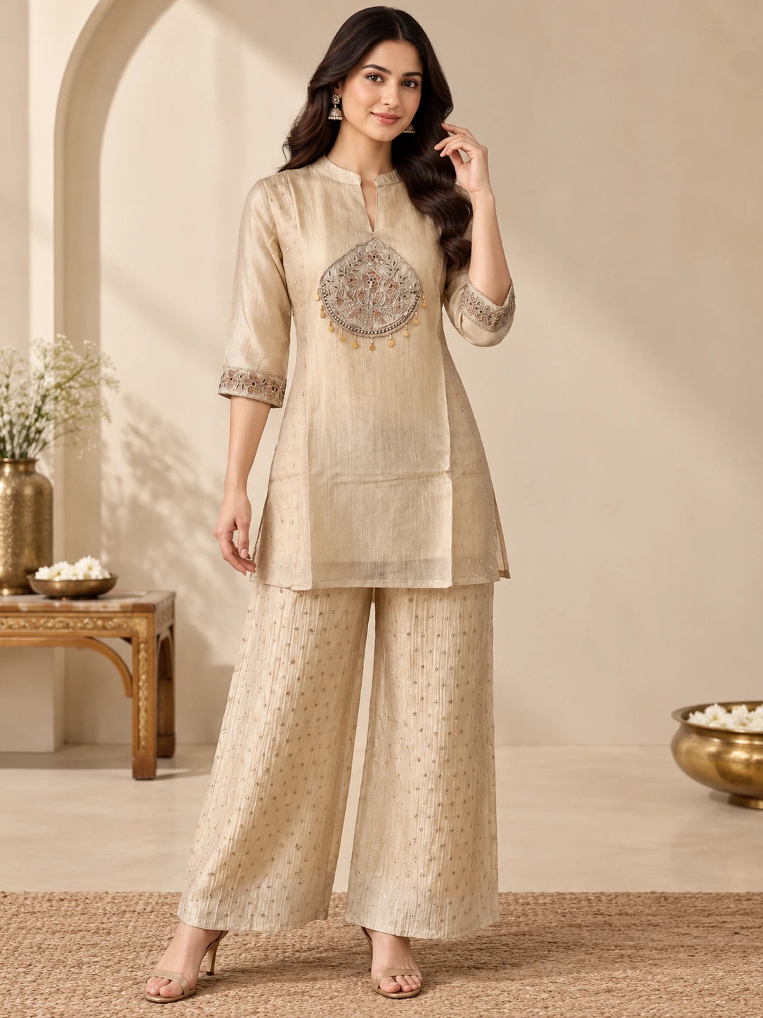Gold Silk Salsa Short Co-ord Set
