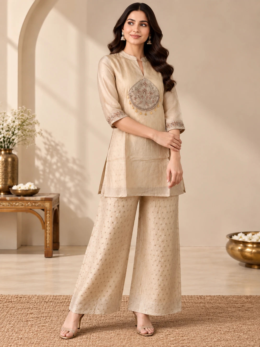 Gold Silk Salsa Short Co-ord Set
