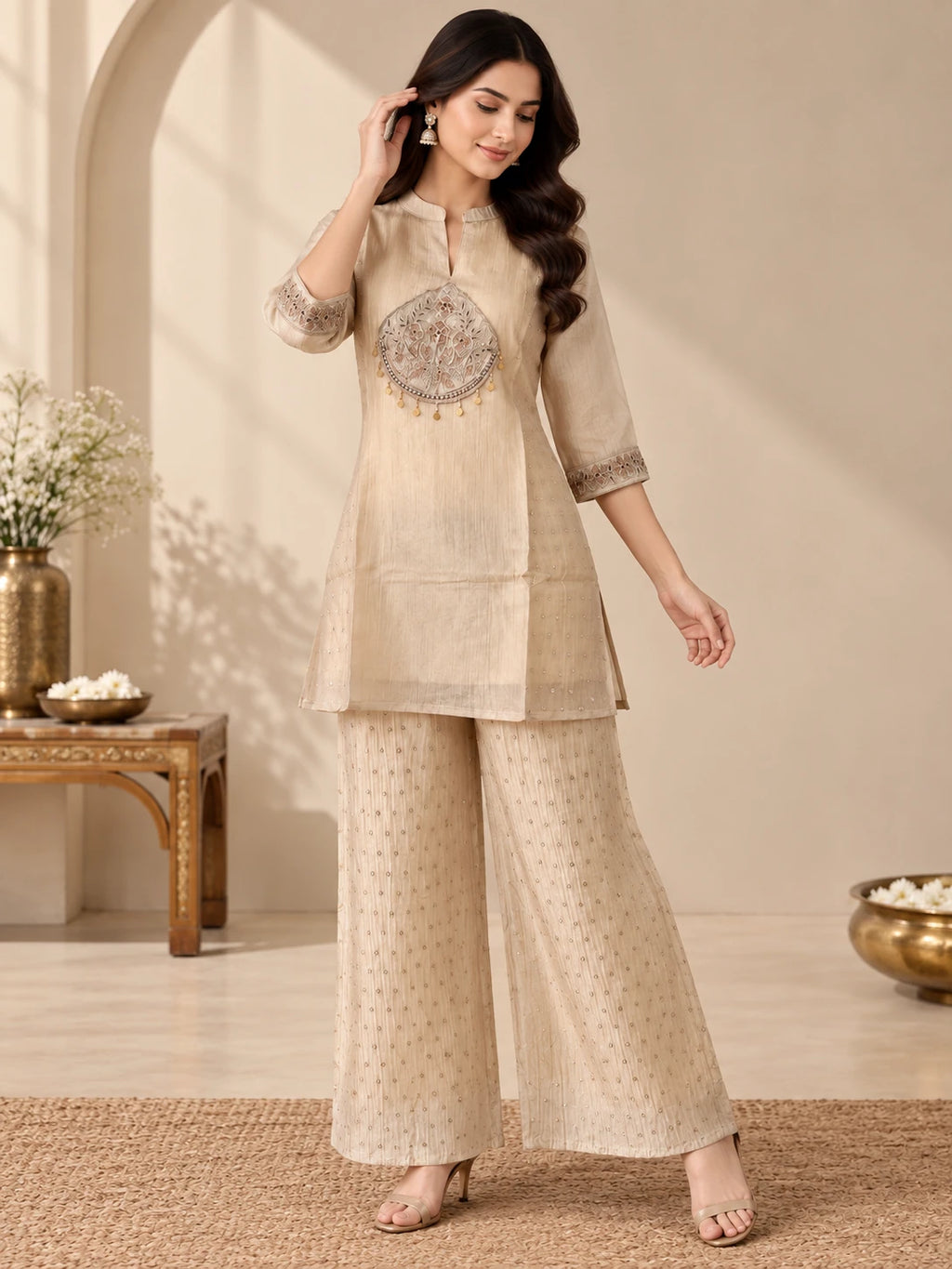 Gold Silk Salsa Short Co-ord Set