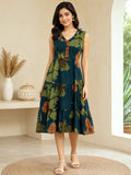 GREEN COTTON FLORAL ONE PIECE