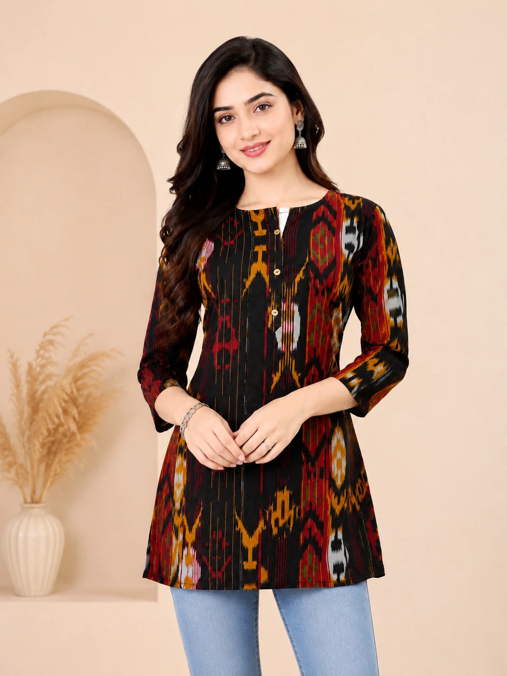 Black Khadi Printed Tunic