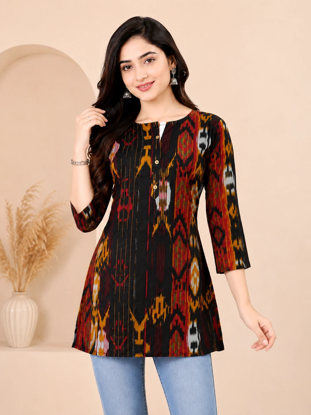Black Khadi Printed Tunic