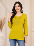 Lemon Cotton Embroidered Tunic Top