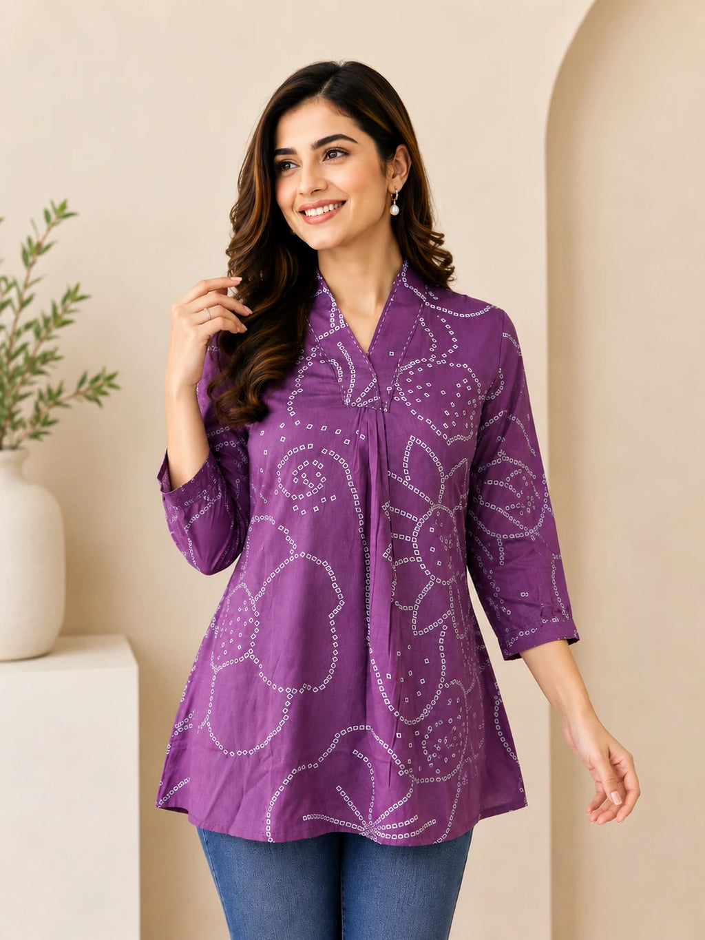 Lilac Purple V-neck Tunic Top