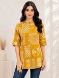 Mustard Yellow Cotton Print Tunic Top