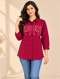 Magenta Embroidered Tunic Top