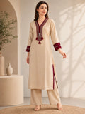 Maroon Sui Slub Embroidered Kurta & Palazzo Co-ord Set