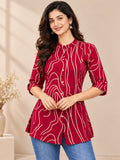 Maroon Printed Linear Tunic top