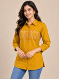 Mustard Embroidered Cotton Tunic