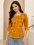 Mustard Yellow Rayon Printed Tunic