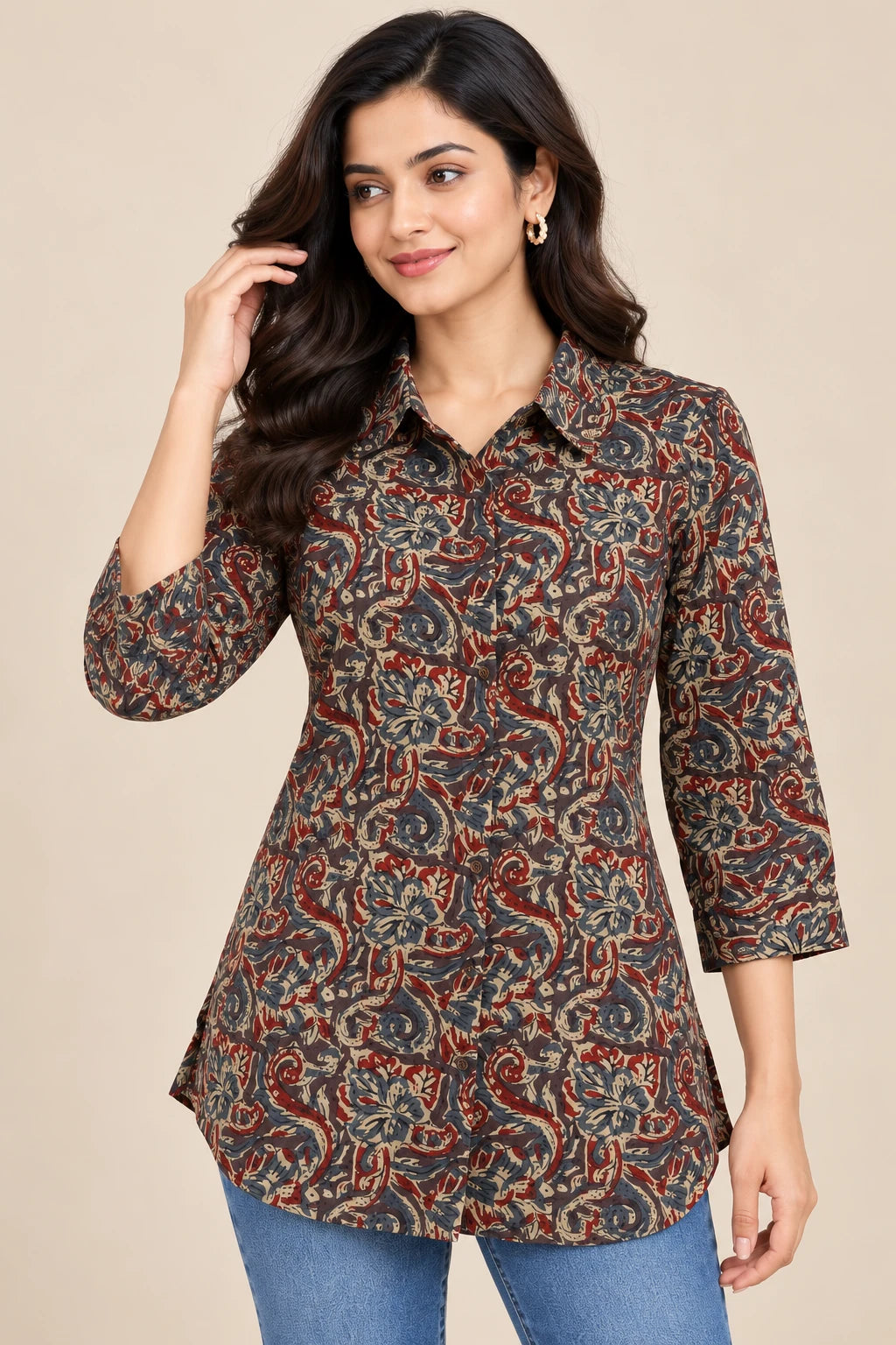 Paisley Printed Khadi Cotton Shirt