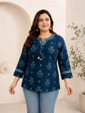 Blue Cotton Embroidered Tunic