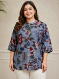 Plus Blueish Grey Floral Tunic