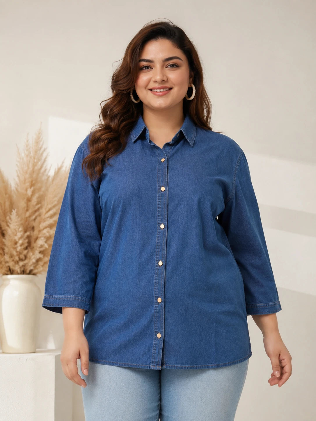 Denim Dark Wash Plus size Shirt