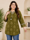 Green Embroidered Plus size Tunic