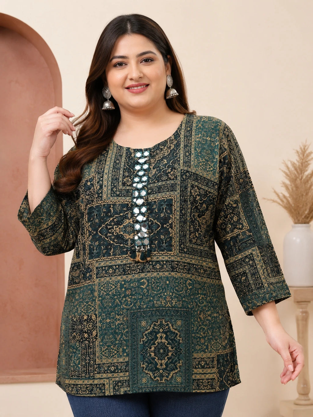 Plus size Green Tunic Top