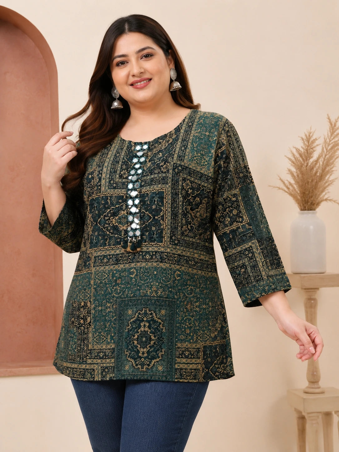 Plus size Green Tunic Top