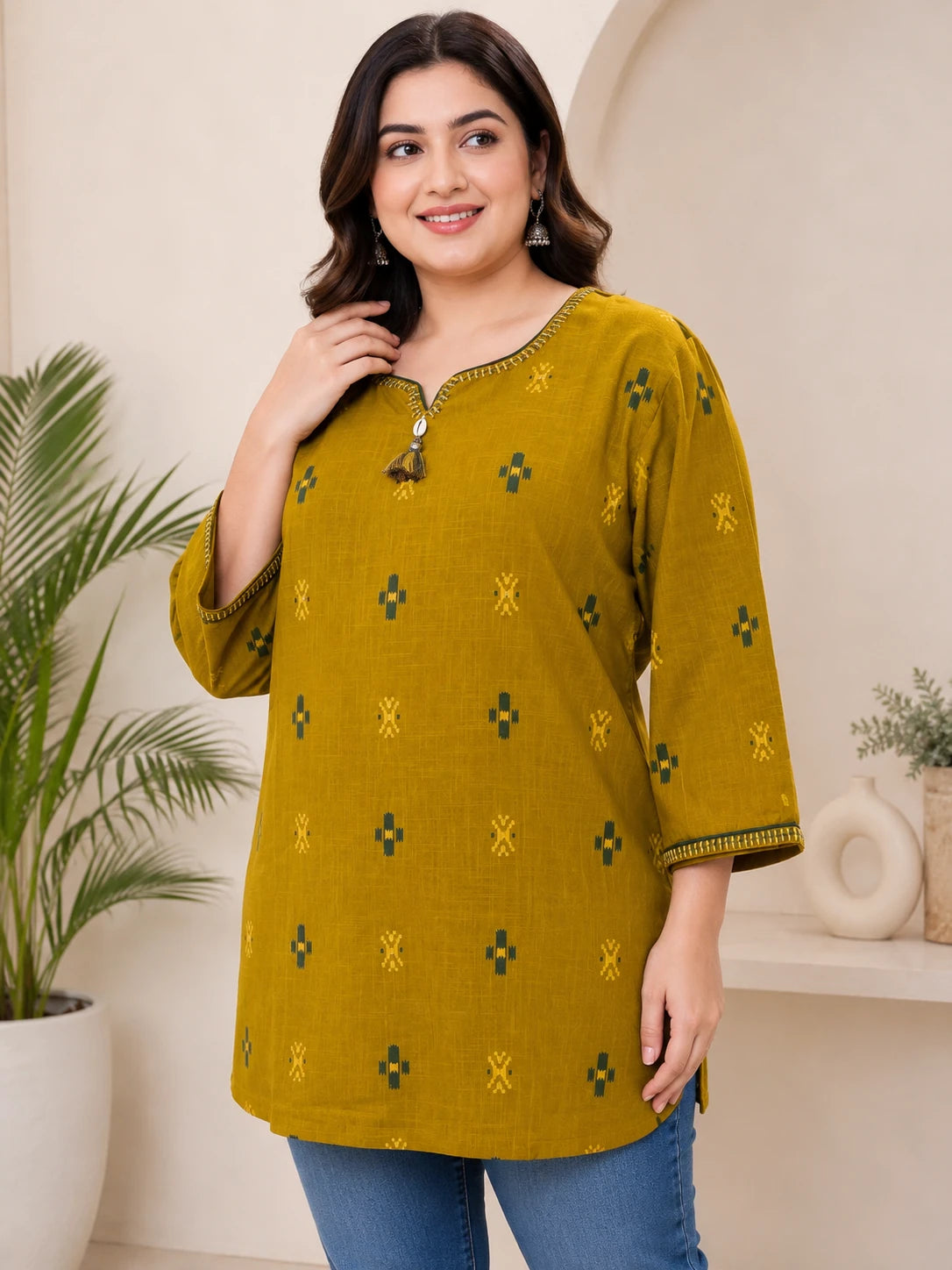 Mustard Green Khadi Tunic