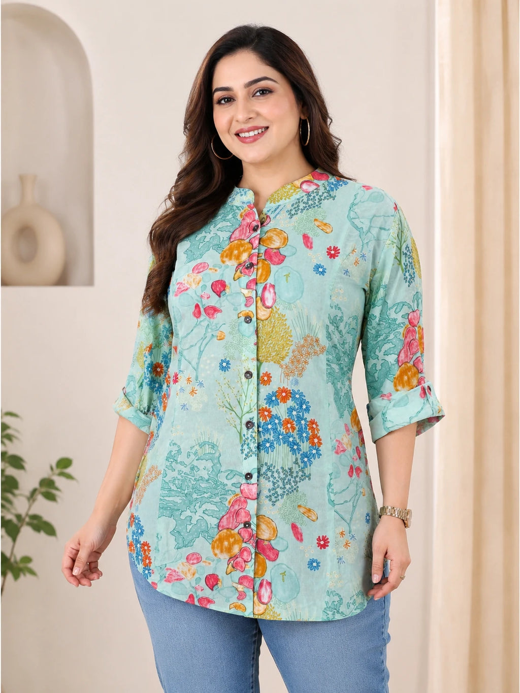 Light Blue Printed Tunic