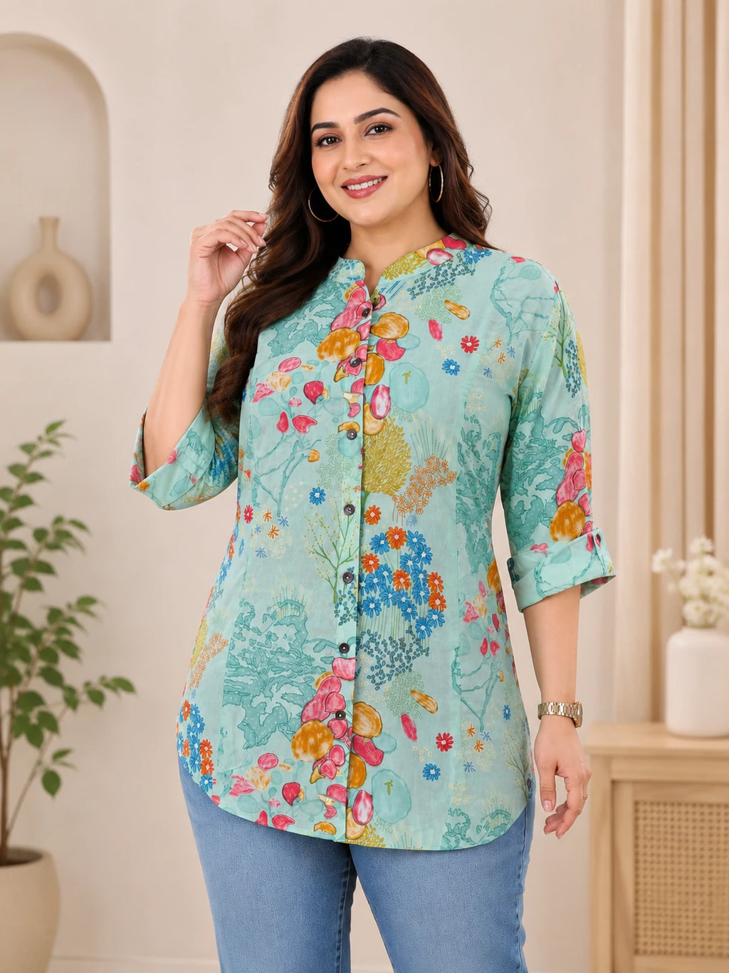 Light Blue Printed Tunic