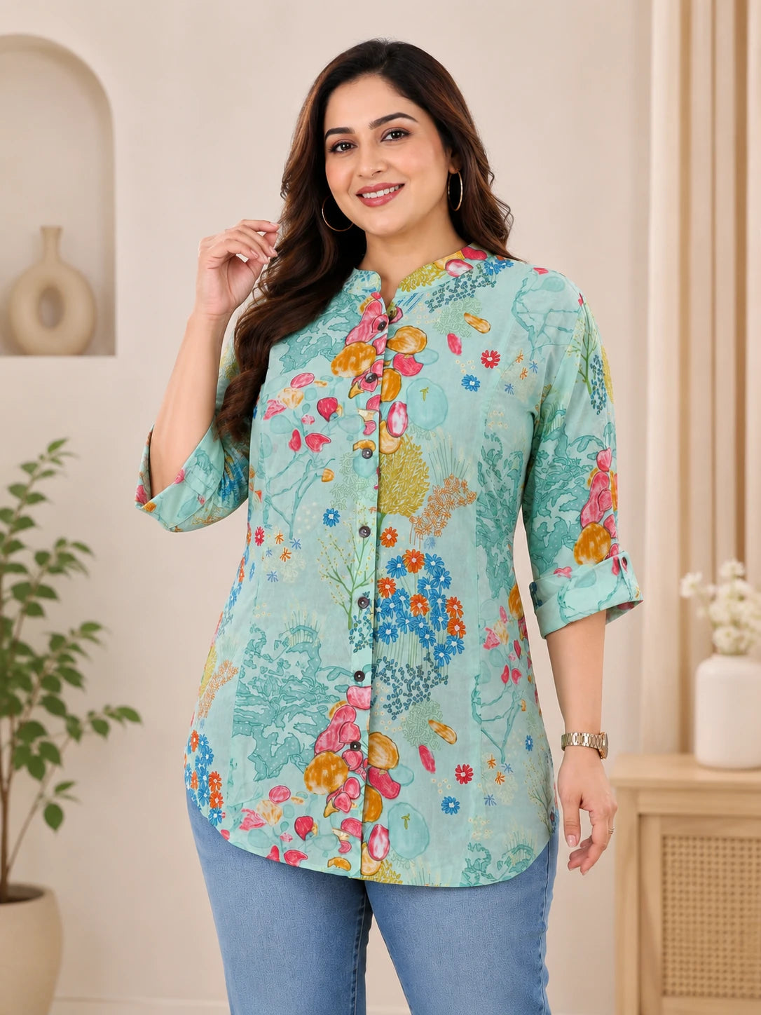 Light Blue Printed Tunic