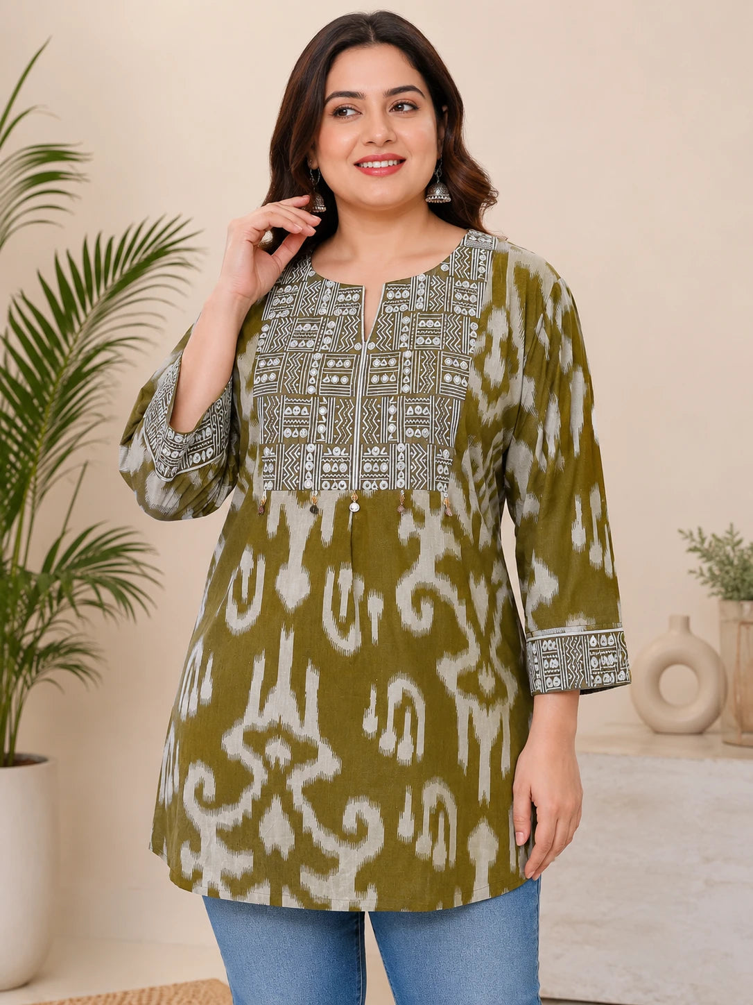 Moss Green Embroidered Tunic