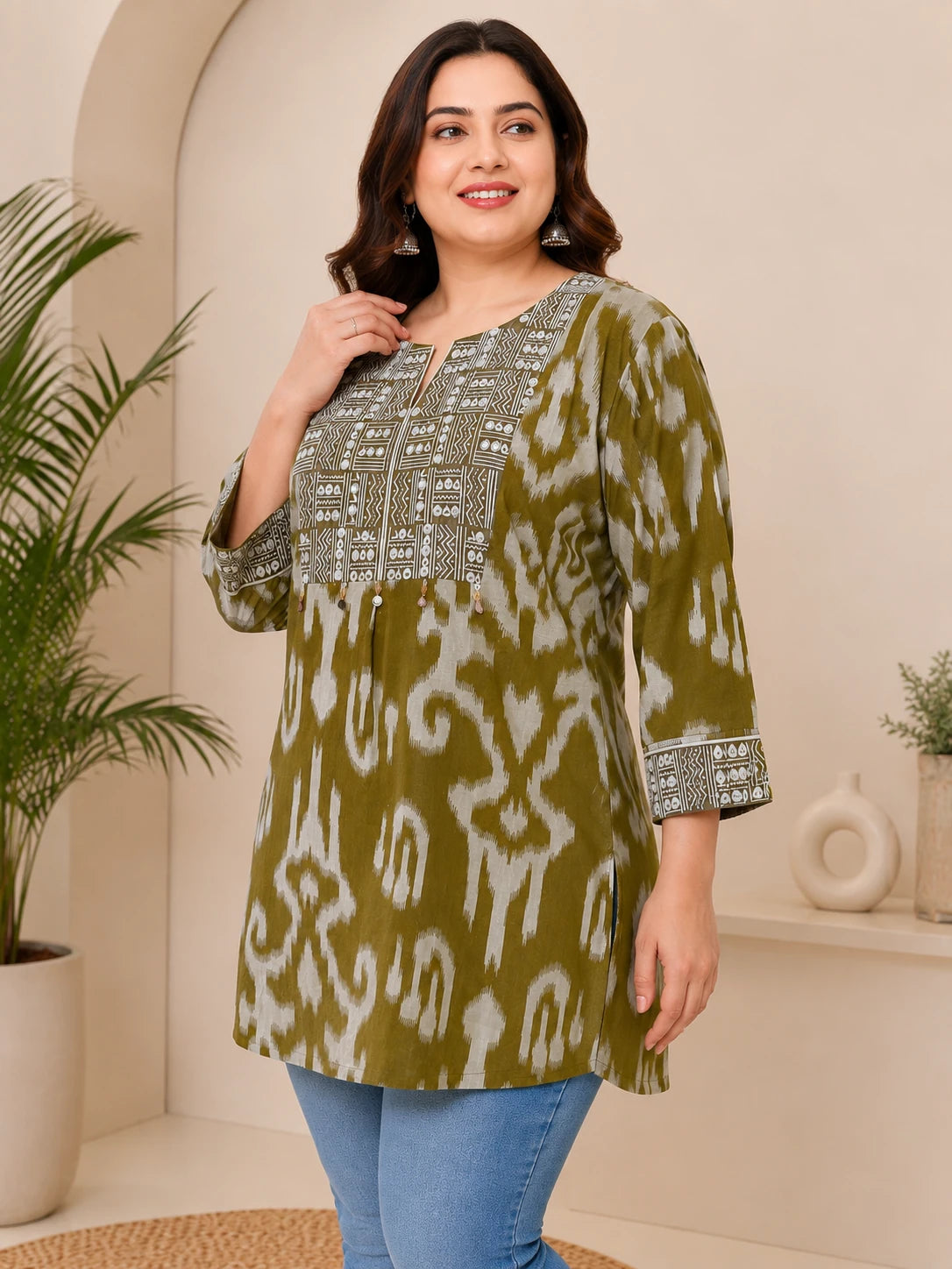 Moss Green Embroidered Tunic