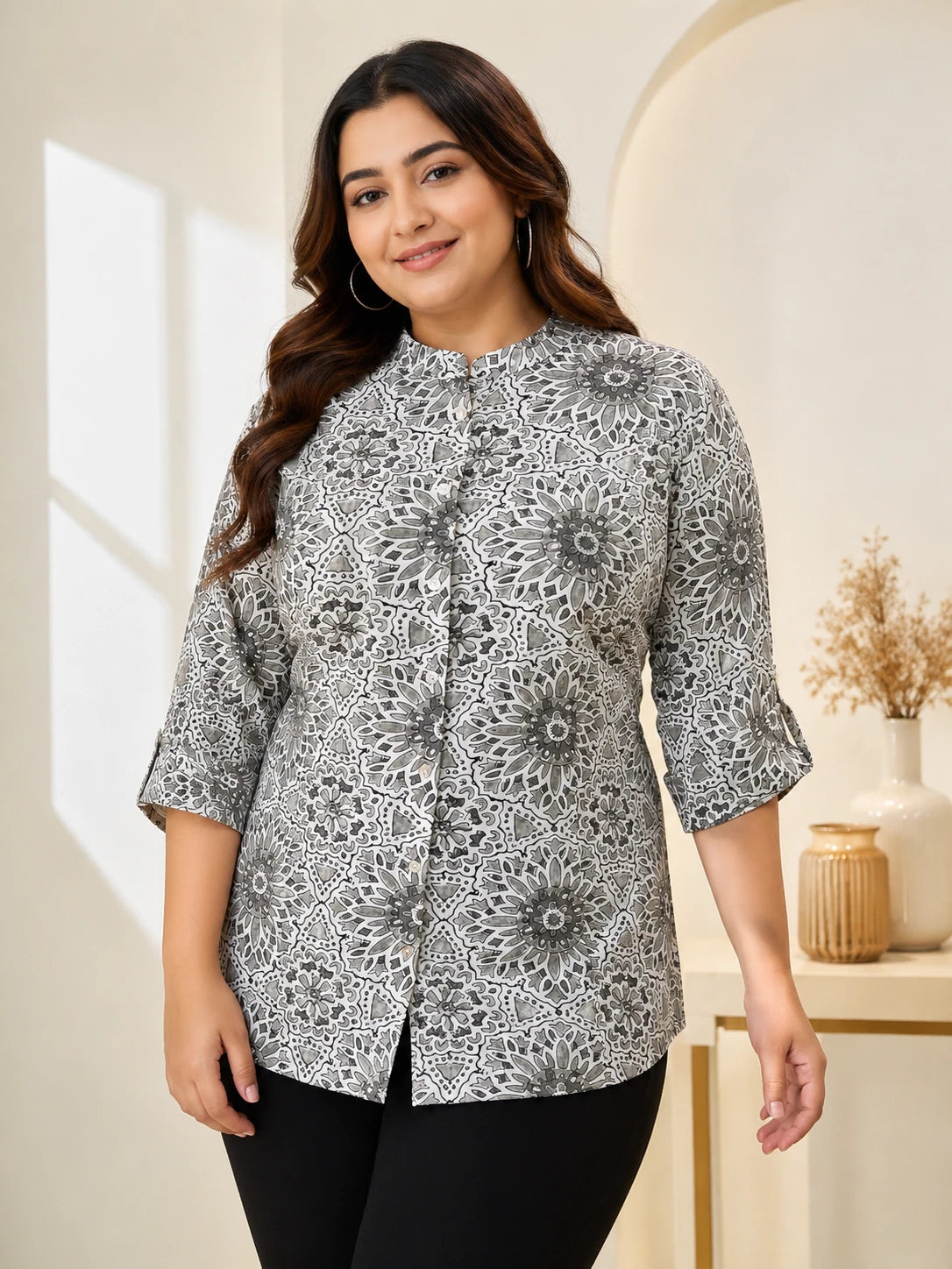 Off-white Floral Grey Tunic