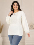 White Embroidered Tunic Top